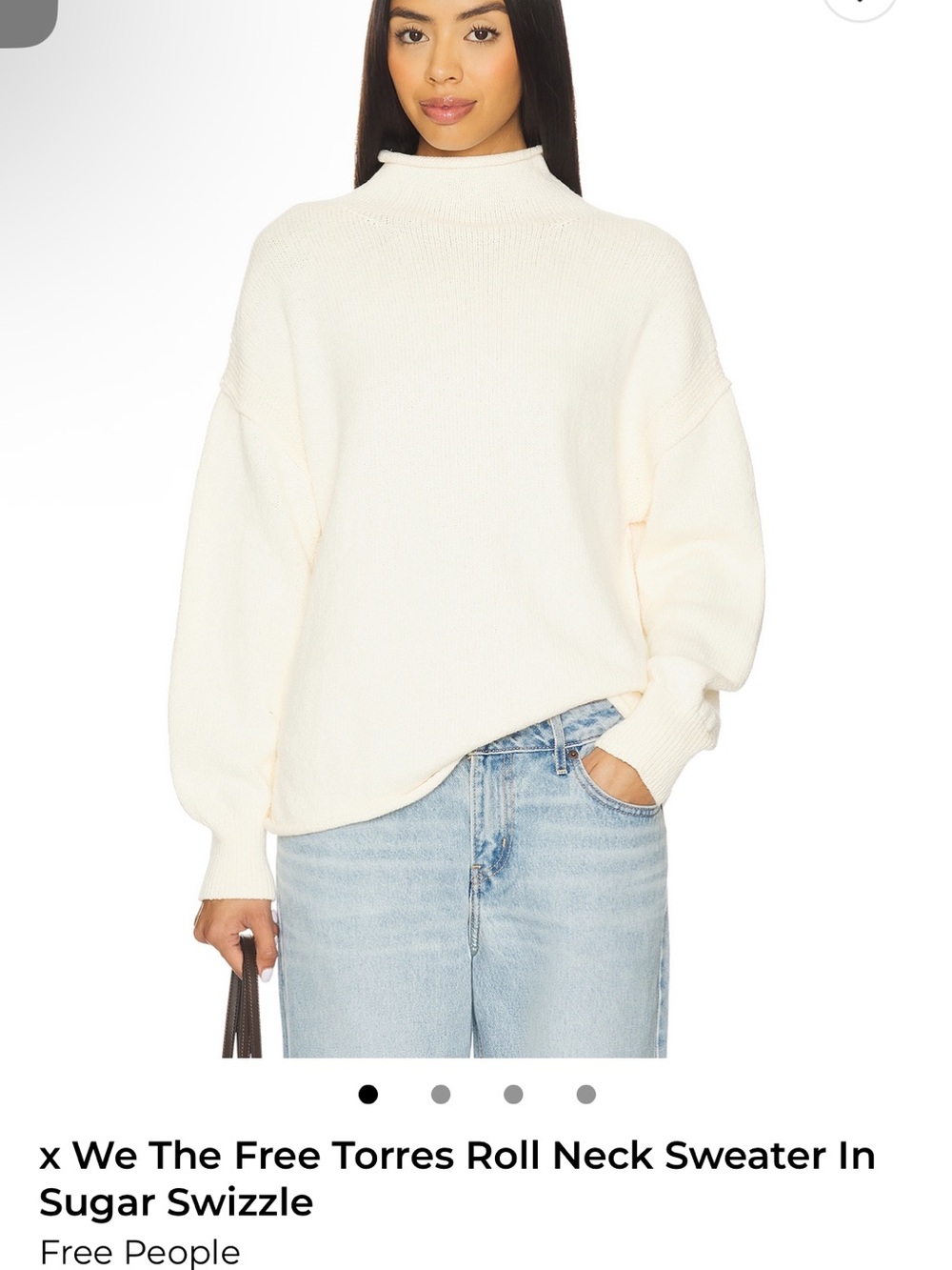 Free People Cream Roll-Neck Sweater